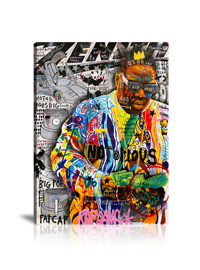 Notorious Big Wall Art: Large Colorful Graffiti Print or Framed Canvas Painting for Modern Living Rooms, Dining Rooms and Bedrooms