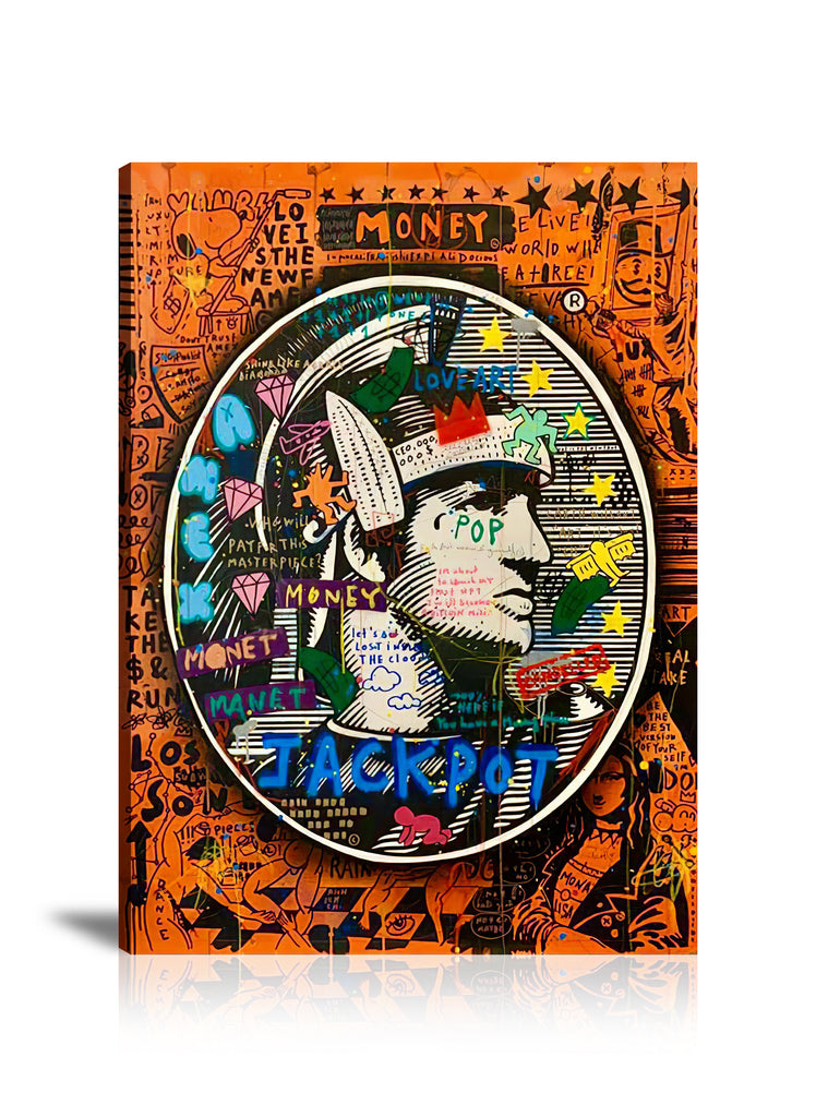 Street Art, Prints, Pop Art, Paintings, Canvas, Art, Jisbar, Orange, Centurion, Pop, Jackpot, Money, Coin