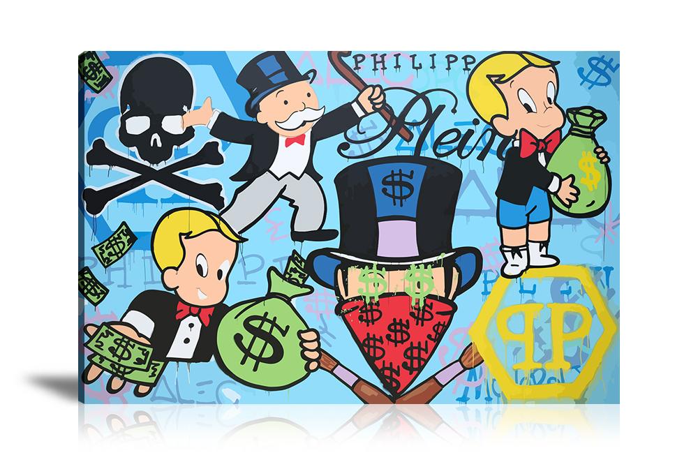 Street Art, Prints, Pop Art, Paintings, Canvas, Art, Alec Monopoly, Monopoly, Philipp Plein, Dollar, Dollar Sign, Richie Rich, Money, Paint, Colorful