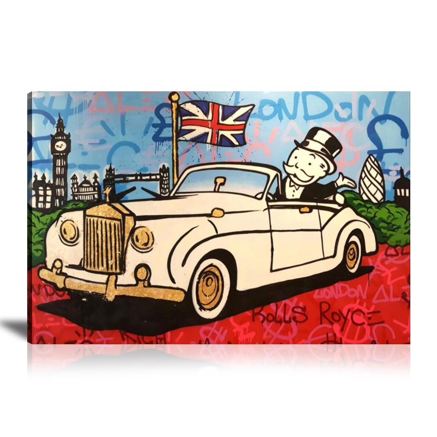 Rolls Royce, United Kingdom Flag, Big Ben Tower, Red Carpet, Pounds, Tower Bridge, Spray Paint, Graffiti, Colorful, Street Art, Prints, Pop Art, Paintings, Canvas, Art, Alec Monopoly, Landscape