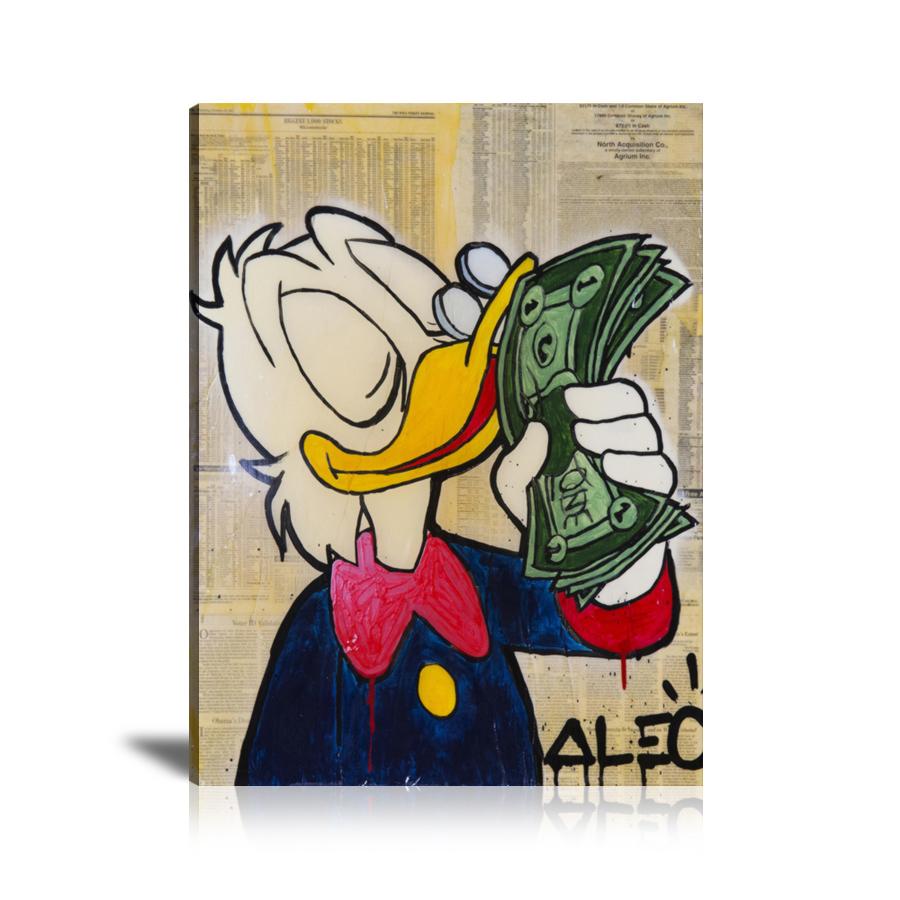 Scrooge McDuck, Money, US Dollar, Dollar Sign, Smell The Money, Spray Paint, Graffiti, Colorful, Street Art, Prints, Pop Art, Paintings, Canvas, Art, Alec Monopoly, Vertical