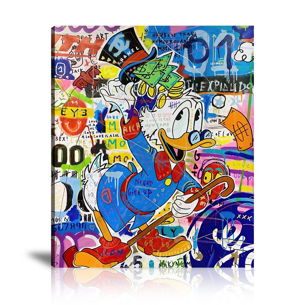 Street Art, Prints, Pop Art, Paintings, Canvas, Art, Jisbar,  Vertical, Scrooge, McDuck, Money, Cash, Chanel, Luxury Brand