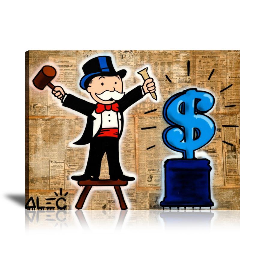 US Dollar, Dollar Sign, Newspaper, Comics, Spray Paint, Graffiti, Colorful, Street Art, Prints, Pop Art, Paintings, Canvas, Art, Alec Monopoly, Landscape