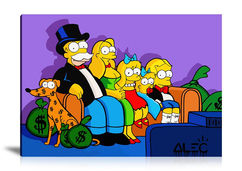 Simpsons, Family, Monopoly, Portrait, Colorful, Paint, Dollar Bag, Money Bag, Luxury