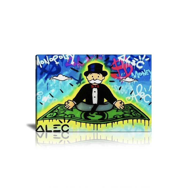 Flying Dollar, Meditation, Yoga, Cloud, Flying, US Dollar, Spray Paint, Graffiti, Colorful, Monopoly, Landscape