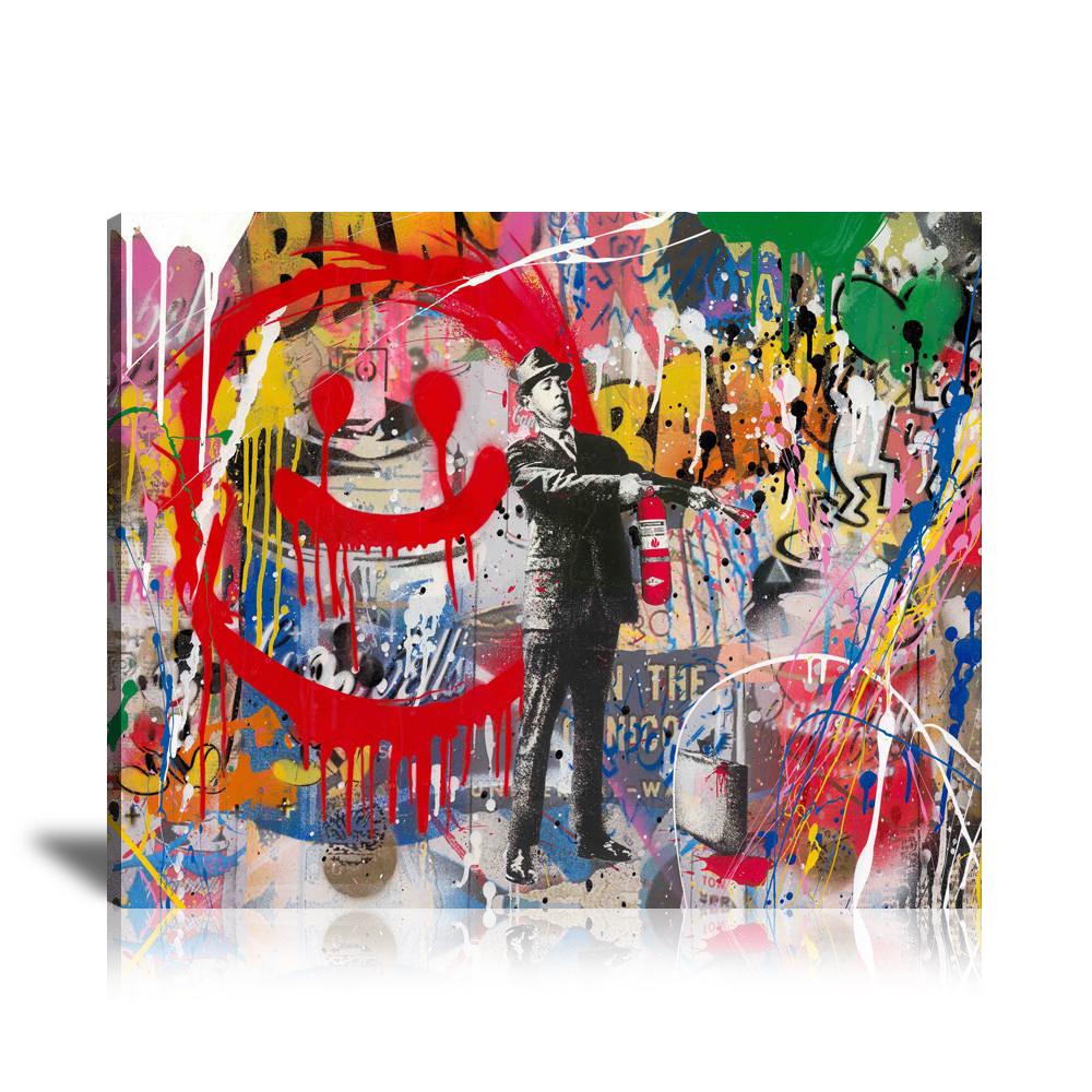 Spray Happiness Wall Art: Large Colorful Graffiti Print or Framed Canvas Painting for Modern Living Rooms, Dining Rooms and Bedrooms