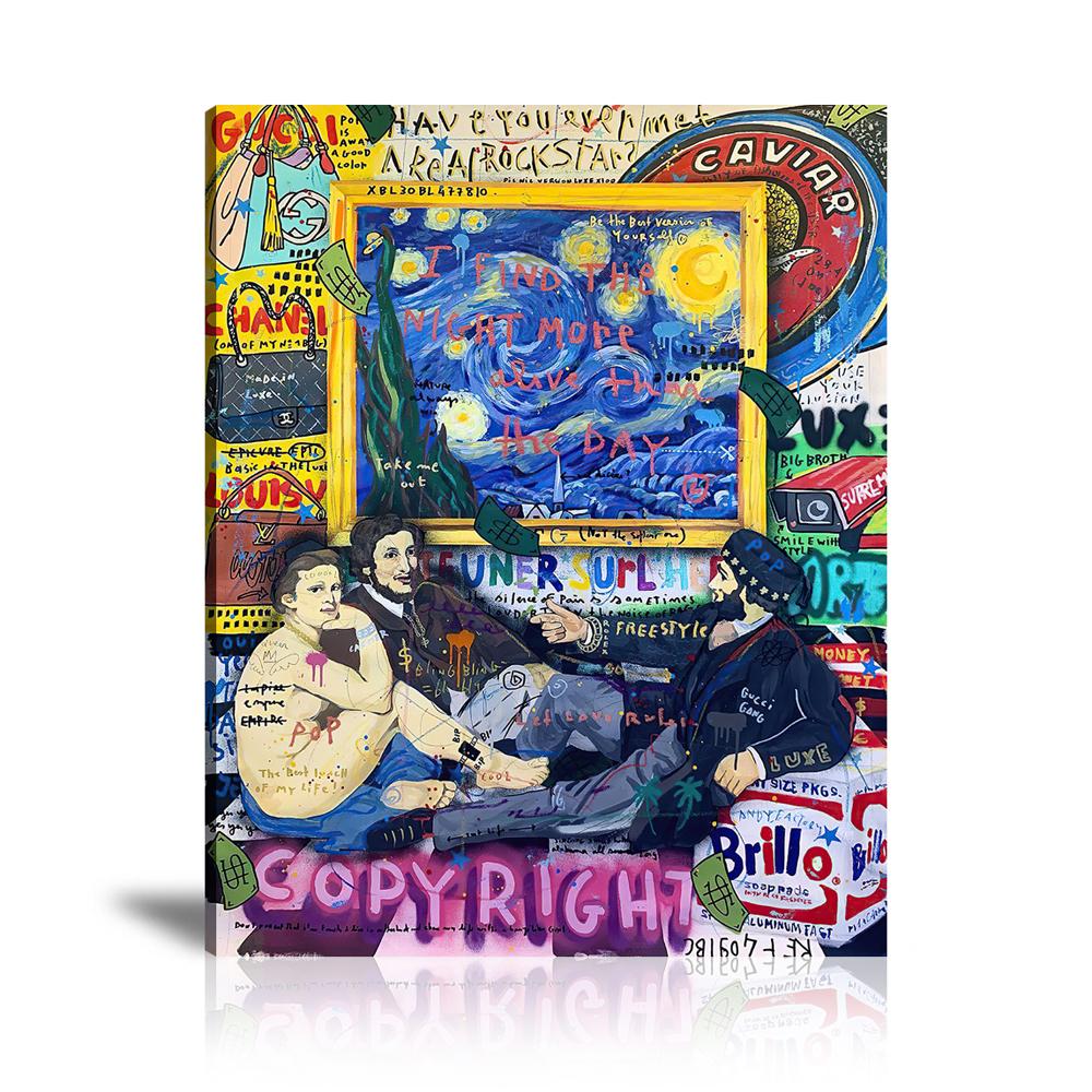 Street Art, Prints, Pop Art, Paintings, Canvas, Art, Jisbar, Vertical, The Starry Night, Copy Right, Brillo, Caviar, Chanel, Art, Supreme, Gucci, Van Gogh