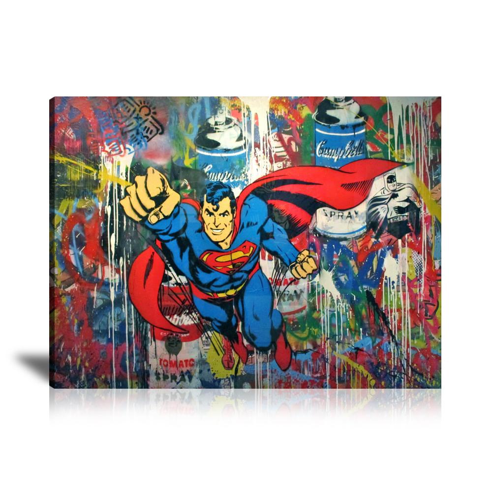 Batman, Campbell's, Spray, Keith Haring, Graffiti, Collage Art, Colorful, Paint Drop, Street Art, Prints, Pop Art, Paintings, Mr. Brainwash, Canvas