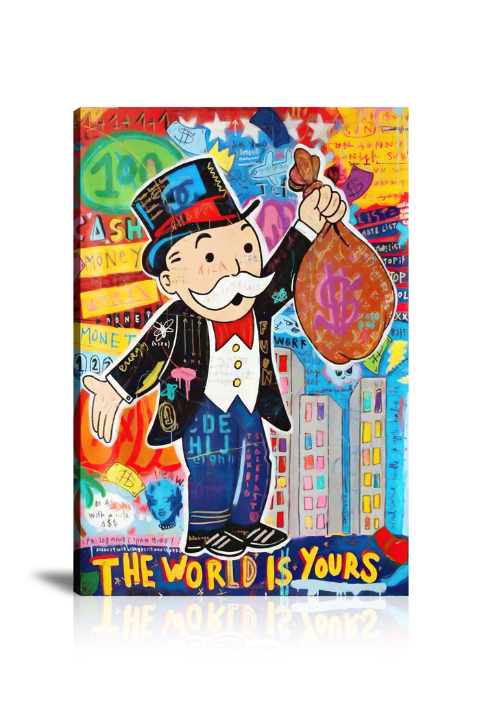 The World Is Yours Wall Art: Large Colorful Graffiti Print or Framed Canvas Painting for Modern Living Rooms, Dining Rooms and Bedrooms