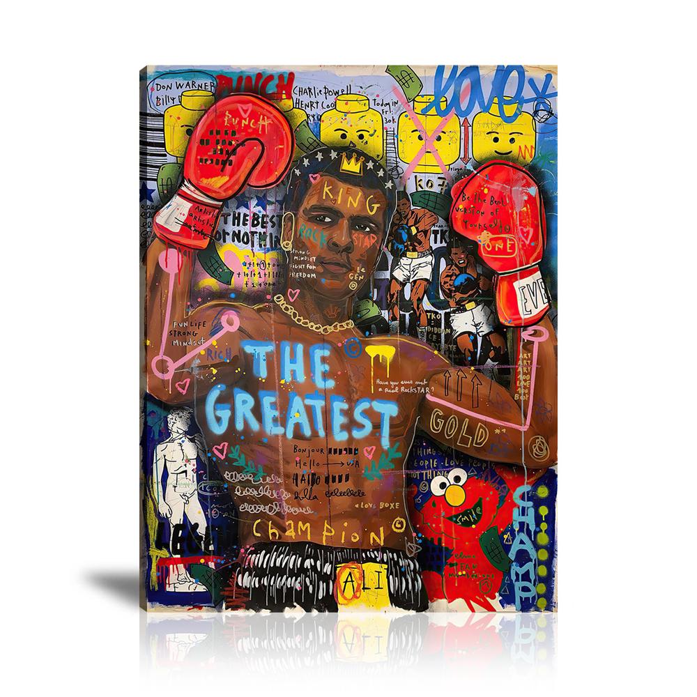 Muhammad Ali The Greatest Wall Art: Large Colorful Graffiti Print or Framed Canvas Painting for Modern Living Rooms, Dining Rooms and Bedrooms