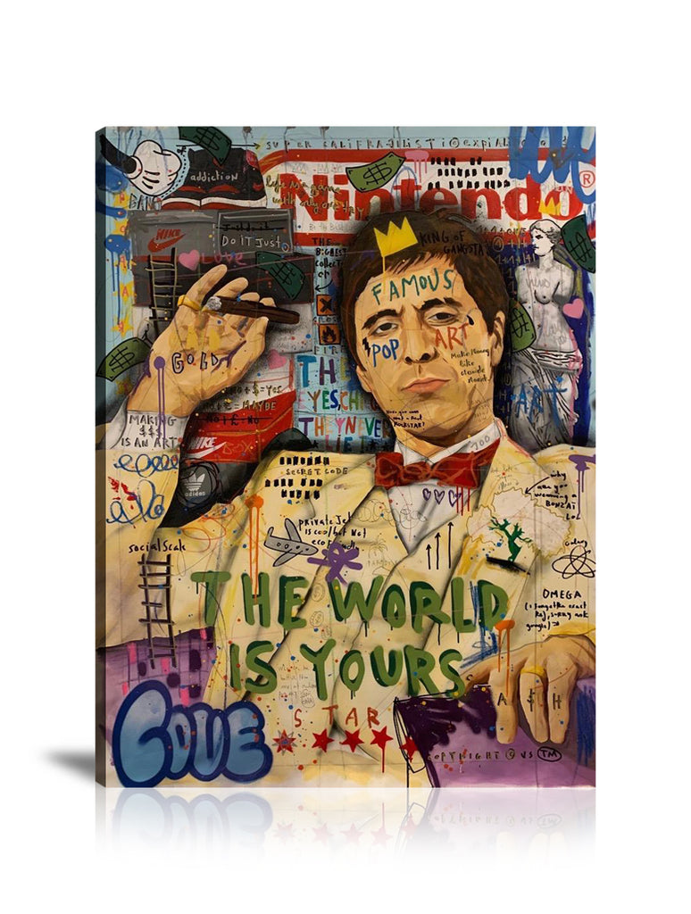 Tony Montana Wall Art: Large Colorful Graffiti Print or Framed Canvas Painting for Modern Living Rooms, Dining Rooms and Bedrooms