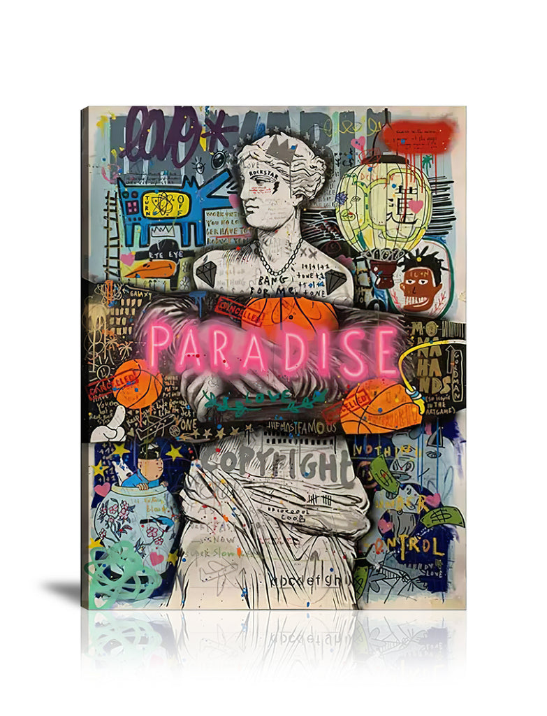 Venus Paradise Wall Art: Large Colorful Graffiti Print or Framed Canvas Painting for Modern Living Rooms, Dining Rooms and Bedrooms