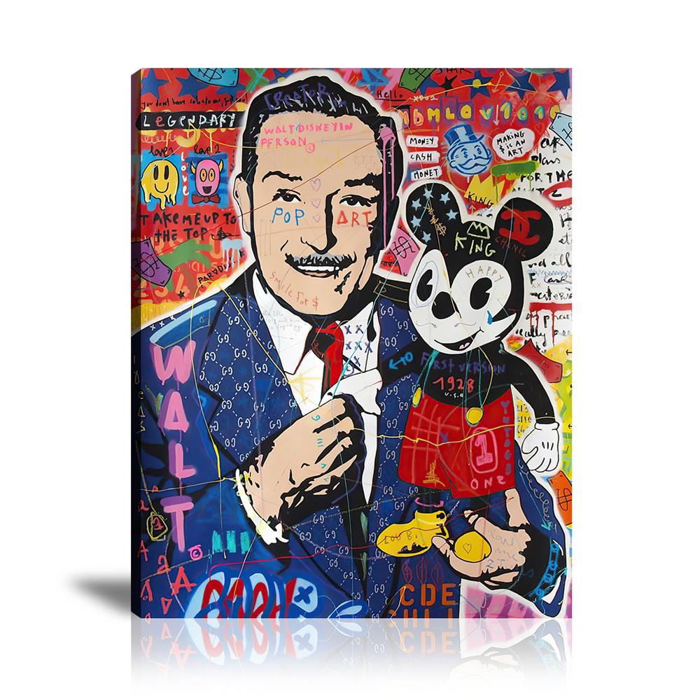 Street Art, Prints, Pop Art, Paintings, Canvas, Art, Jisbar, Vertical, Walt Disney, Mickey Mouse, Gucci, Chanel, King, Smile, Monopoly, Luxury Brand