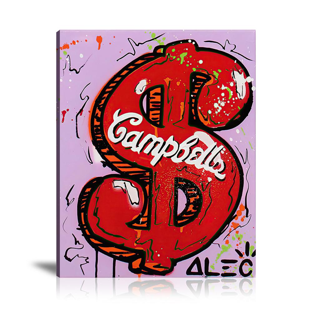 Street Art, Prints, Pop Art, Paintings, Canvas, Art, Alec Monopoly, Red, Dollar Sign, Dollar, Campbell's, Purple