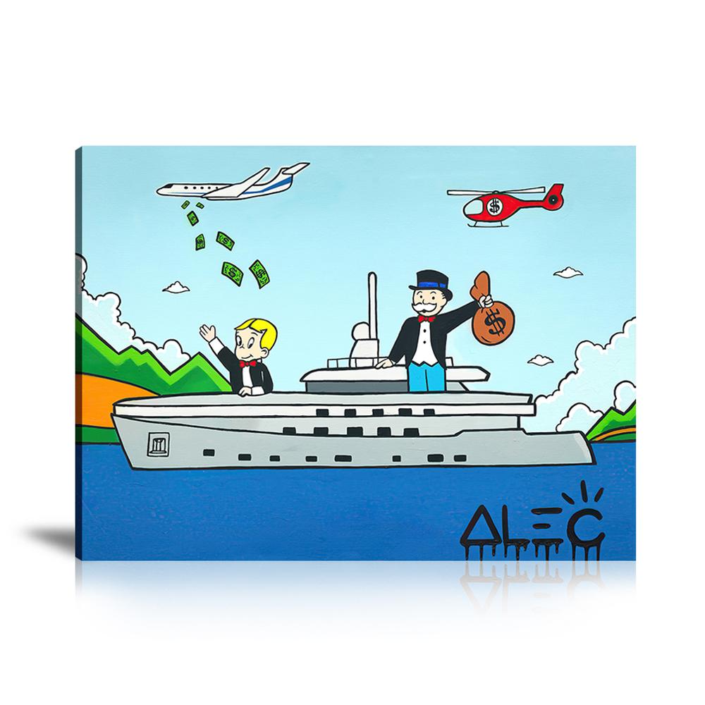 Street Art, Prints, Pop Art, Paintings, Canvas, Art, Alec Monopoly, Mykonos, Party, Helicopter, Private Yatch, Monopoly, Monopz, Richie Rich, Colorful, Paint 