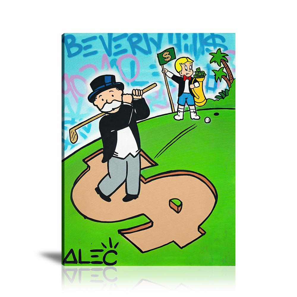 Street Art, Prints, Pop Art, Paintings, Canvas, Art, Alec Monopoly, Dollar Sign, Richie Rich, Monopoly, Golf, Luxury, Sport, Colorful