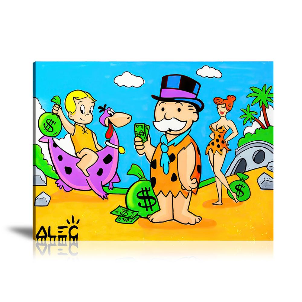 Street Art, Prints, Pop Art, Paintings, Canvas, Art, Alec Monopoly, Monopoly, Richie Rich, Flinstones Family, Flinstones, Dollar, Money Bag