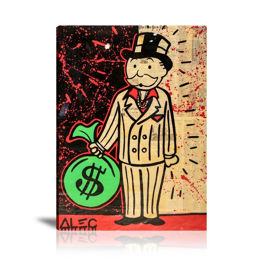 Scarface Money Bag Wall Art: Large Colorful Graffiti Print or Framed Canvas Painting for Modern Living Rooms, Dining Rooms and Bedrooms