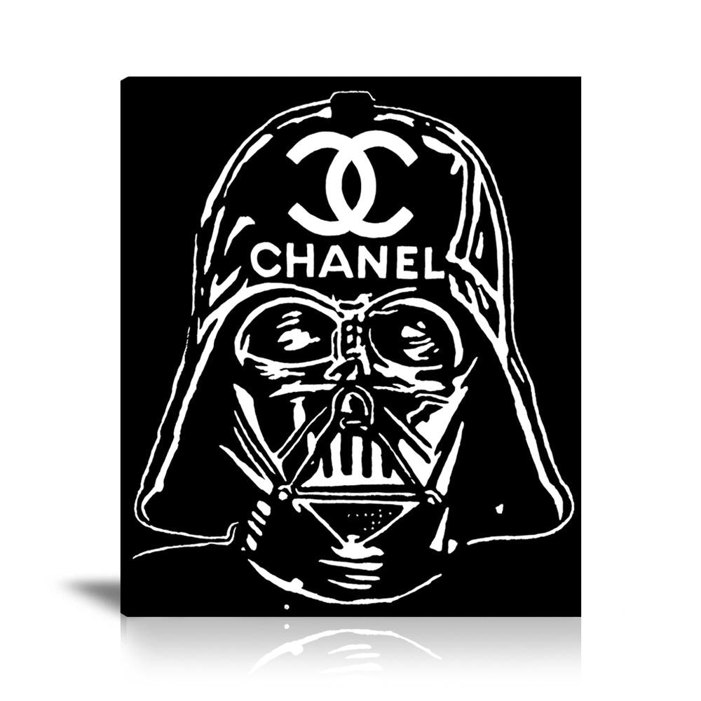 Dark Vador x Chanel Wall Art: Large Black & White Graffiti Print or Framed Canvas Painting for Modern Living Rooms, Dining Rooms and Bedrooms