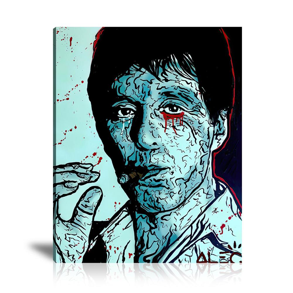 Scarface Wall Art: Large Colorful Graffiti Print or Framed Canvas Painting for Modern Living Rooms, Dining Rooms and Bedrooms