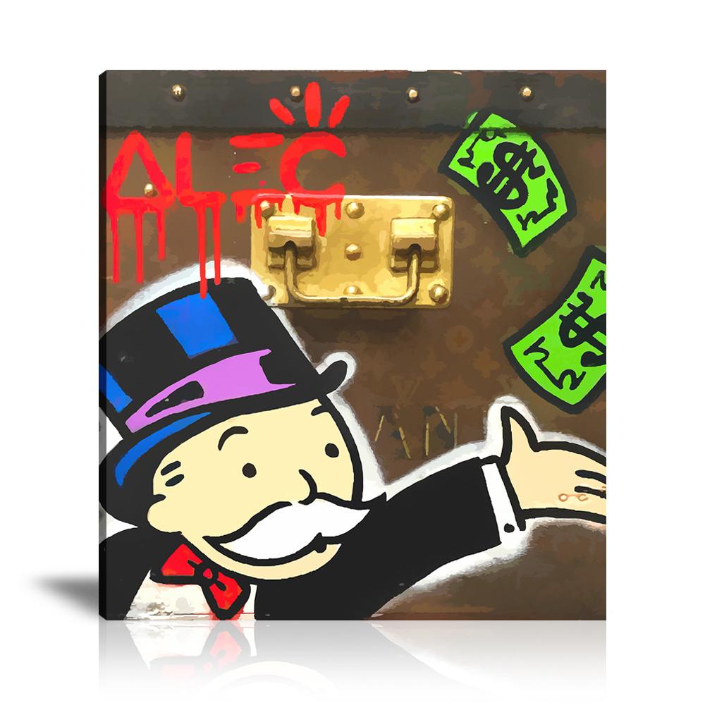 Street Art, Prints, Pop Art, Paintings, Canvas, Art, Alec Monopoly, Monopz, Money, Dollar, Monopoly, Trunk, Suitcase, Louis Vuitton, Luxury Brand, Luxury