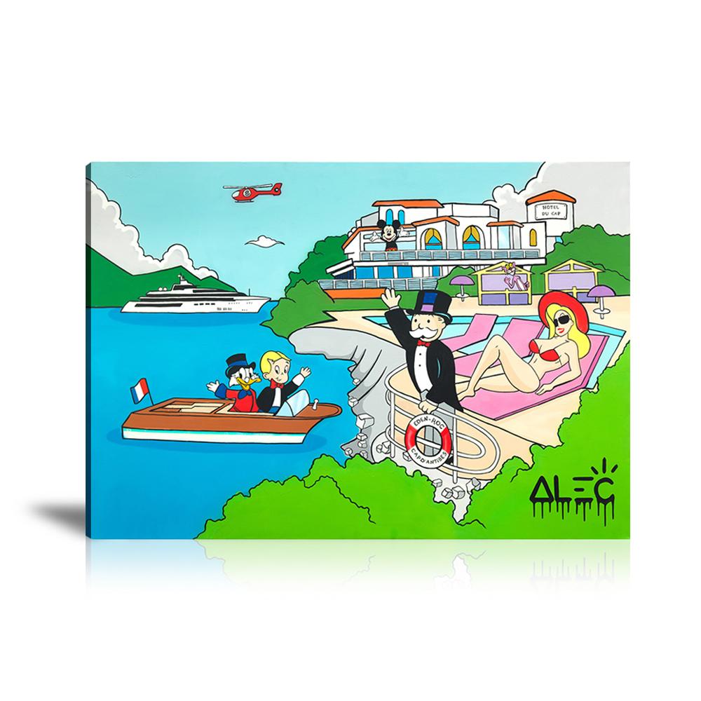 Street Art, Prints, Pop Art, Paintings, Canvas, Art, Alec Monopoly, Landscape, Monopoly, Richie Rich, Scrooge, Mickey Mouse, Hotel du Cap Eden Roc, Holiday, Travel, Team, Artwork