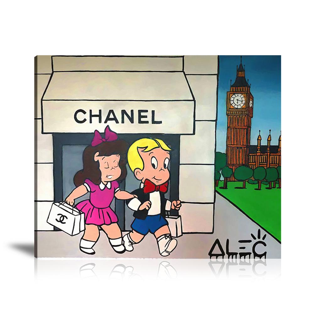 Street Art, Prints, Pop Art, Paintings, Canvas, Art, Alec Monopoly, Richie Rich, Chanel, Luxury Brand, Shopping, London, Big Ben Tower