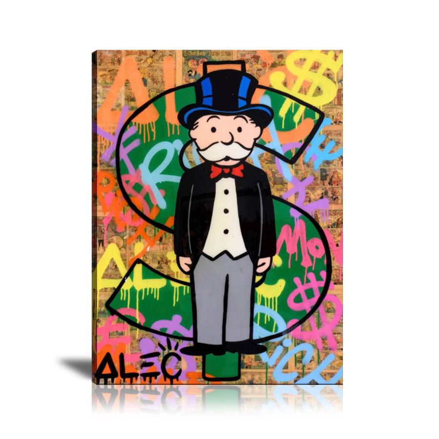 US Dollar, Dollar Sign, Newspaper, Comics, Spray Paint, Graffiti, Colorful, Street Art, Prints, Pop Art, Paintings, Canvas, Art, Alec Monopoly, Vertical