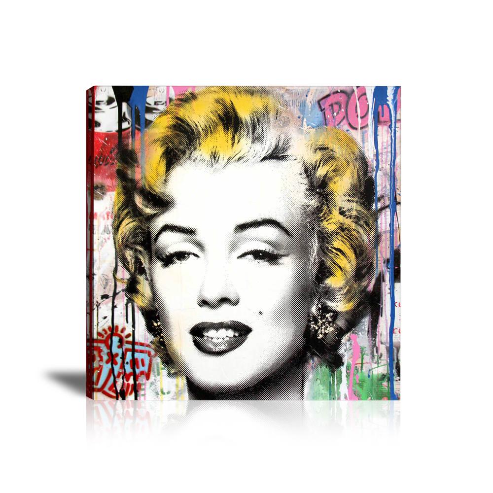 Marilyn Monroe Smiling Wall Art: Large Colorful Graffiti Print or Framed Canvas Painting for Modern Living Rooms, Dining Rooms and Bedrooms