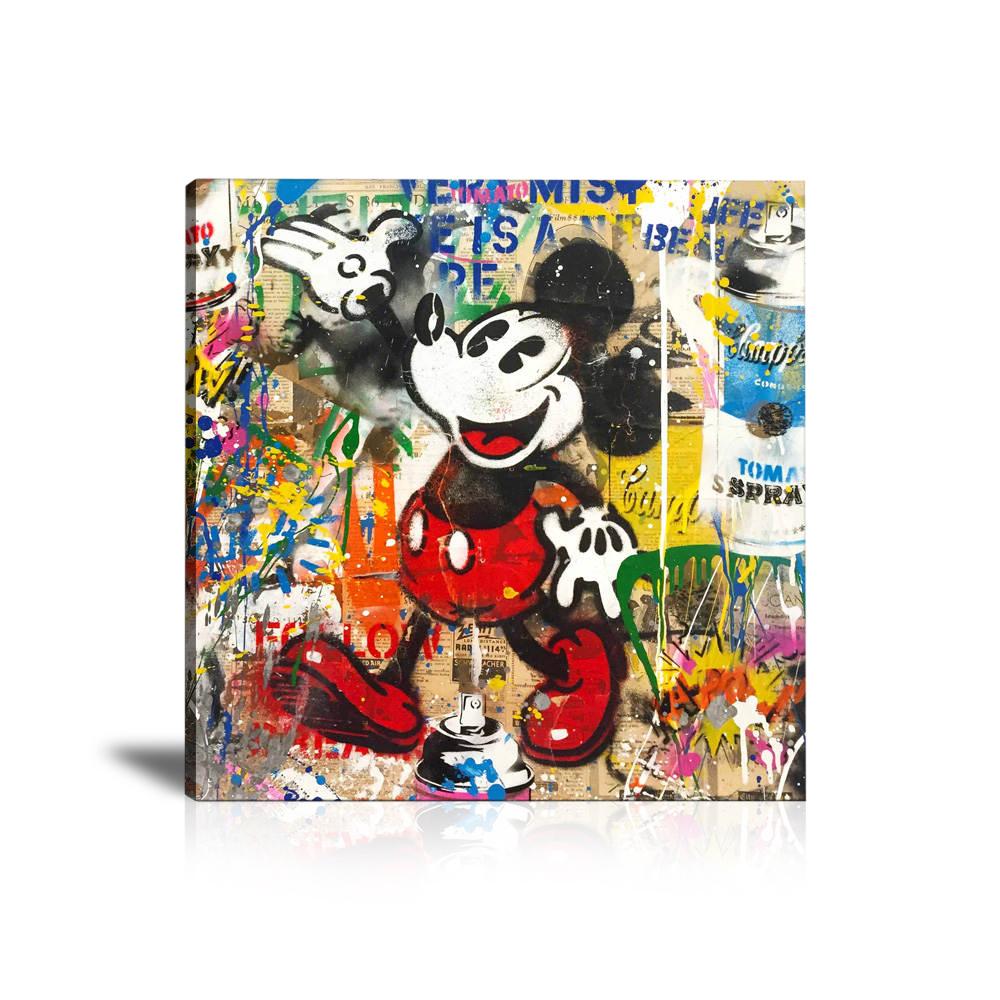 Mickey Tomato Spray Wall Art: Large Colorful Graffiti Print or Framed Canvas Painting for Modern Living Rooms, Dining Rooms and Bedrooms