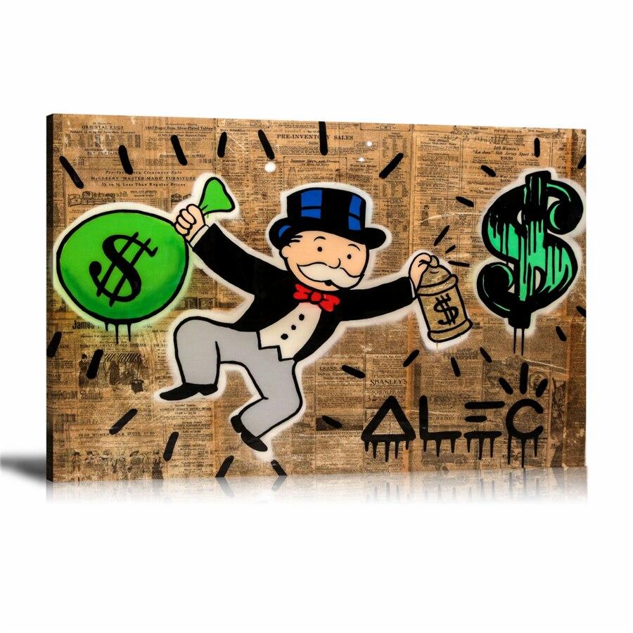 Cash Bag, Money Bag, Spray Can, Dollar Sign, Newspaper, Spray Paint, Graffiti, Street Art, Prints, Pop Art, Paintings, Canvas, Art, Alec Monopoly, Landscape, Comics, Collage Art