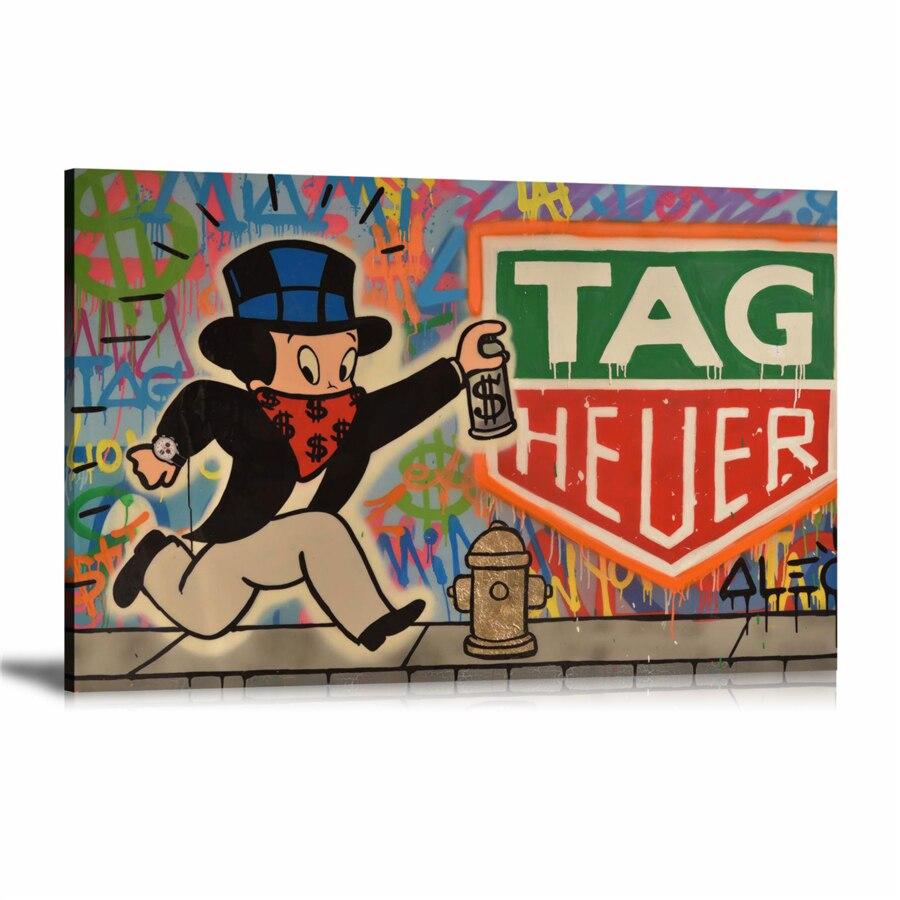 Richie Rich, Magic Hat, Tag Heuer, Watch, Spray Can, Street Art, Spray Paint, Graffiti, Colorful, Street Art, Prints, Pop Art, Paintings, Canvas, Art, Alec Monopoly, Monopoly