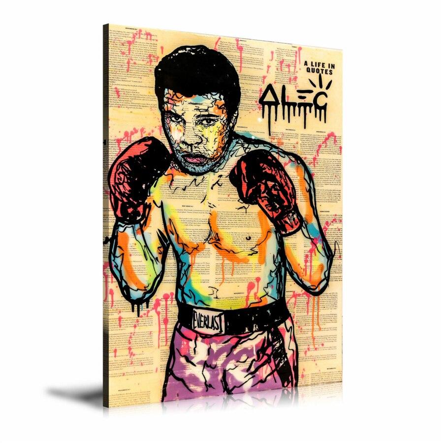 Muhammad Ali Boxing Wall Art: Large Colorful Graffiti Print or Framed Canvas Painting for Modern Living Rooms, Dining Rooms and Bedrooms