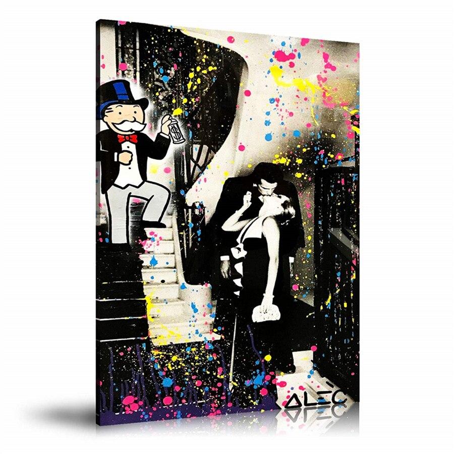 Street Kiss Art Wall Art: Large Colorful Graffiti Print or Framed Canvas Painting for Modern Living Rooms, Dining Rooms and Bedrooms