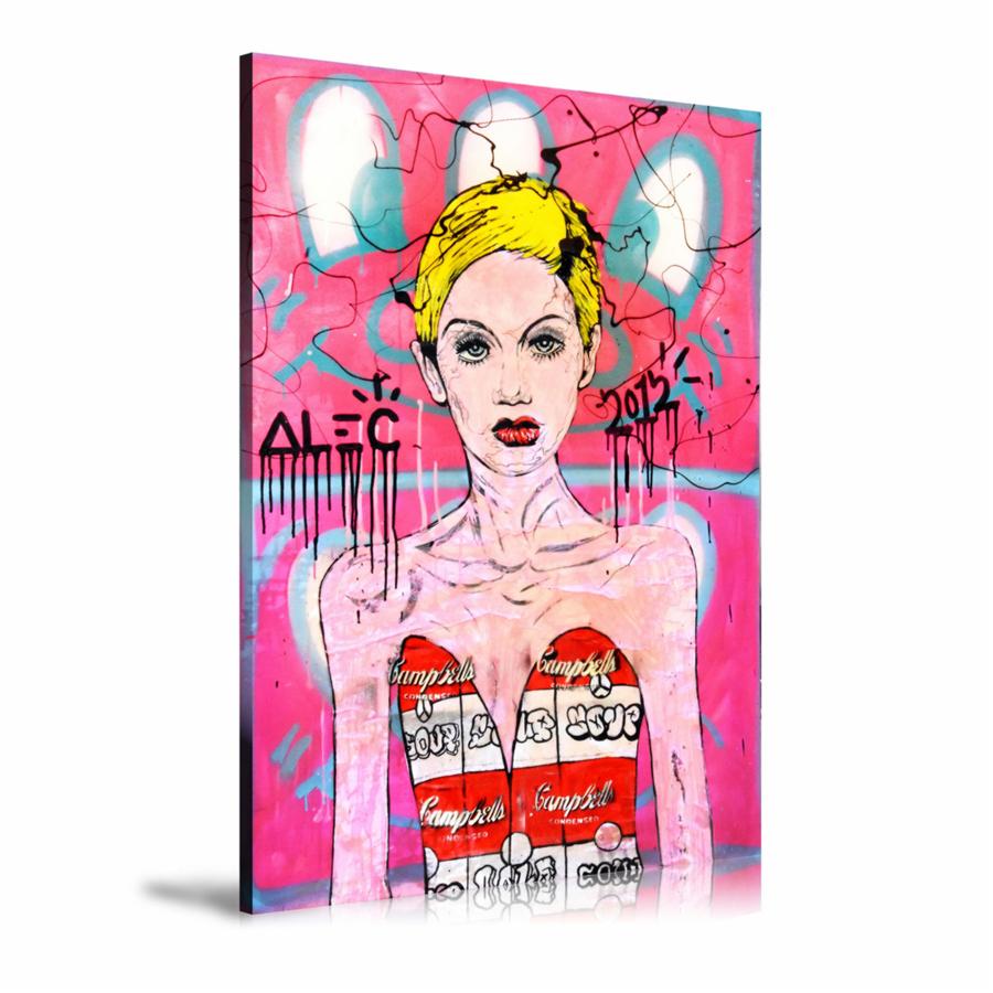 Pop Icon Pink Wall Art: Large Colorful Graffiti Print or Framed Canvas Painting for Modern Living Rooms, Dining Rooms and Bedrooms