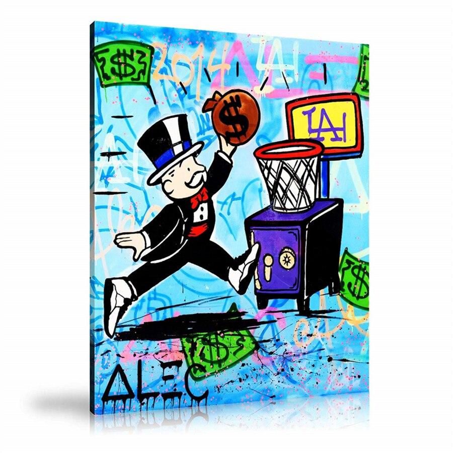 Monopoly Slam Dunk Wall Art: Large Colorful Graffiti Print or Framed Canvas Painting for Modern Living Rooms, Dining Rooms and Bedrooms