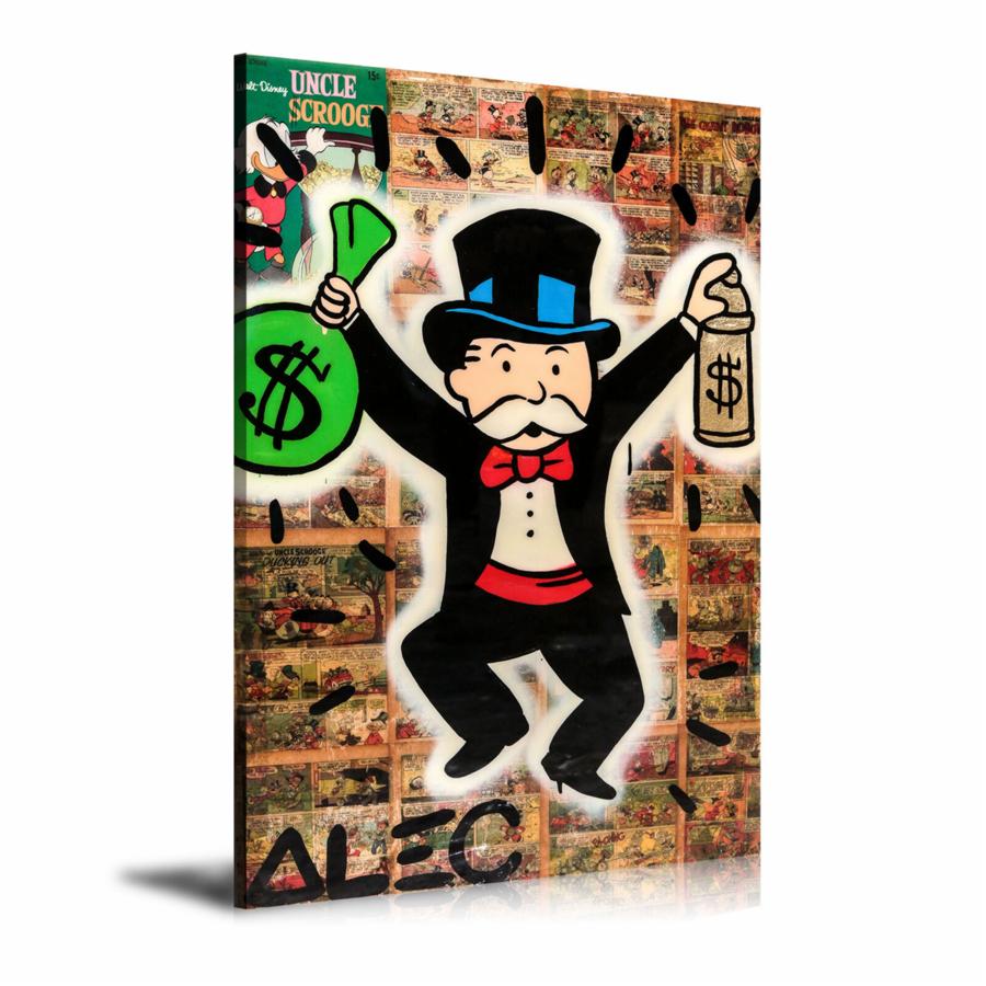 Cash Bag, Money Bag, Spray Can, Uncle Scrooge, Comics, Dollar Sign,  Spray Paint, Graffiti, Street Art, Prints, Pop Art, Paintings, Canvas, Art, Alec Monopoly, Vertical