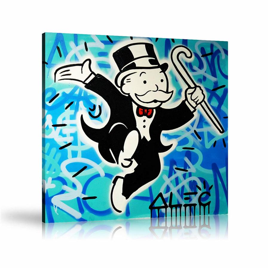 Jumping, Blue Background, Spray Paint, Graffiti, Colorful, Street Art, Prints, Pop Art, Paintings, Canvas, Art, Alec Monopoly, Square