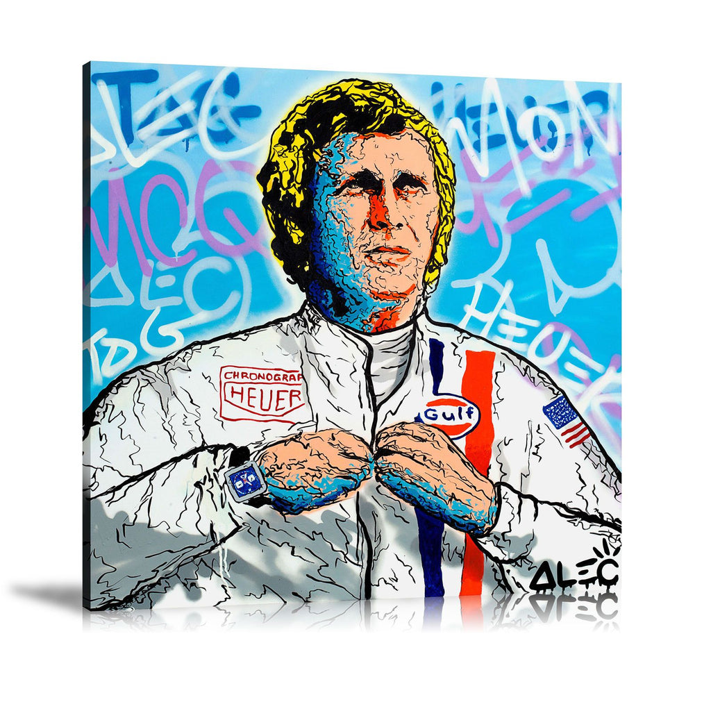 Tag Heuer, Steve McQueen, Gulf, TAG Heuer Monaco, Spray Paint, Graffiti, Colorful, Street Art, Prints, Pop Art, Paintings, Canvas, Art, Alec Monopoly, Square