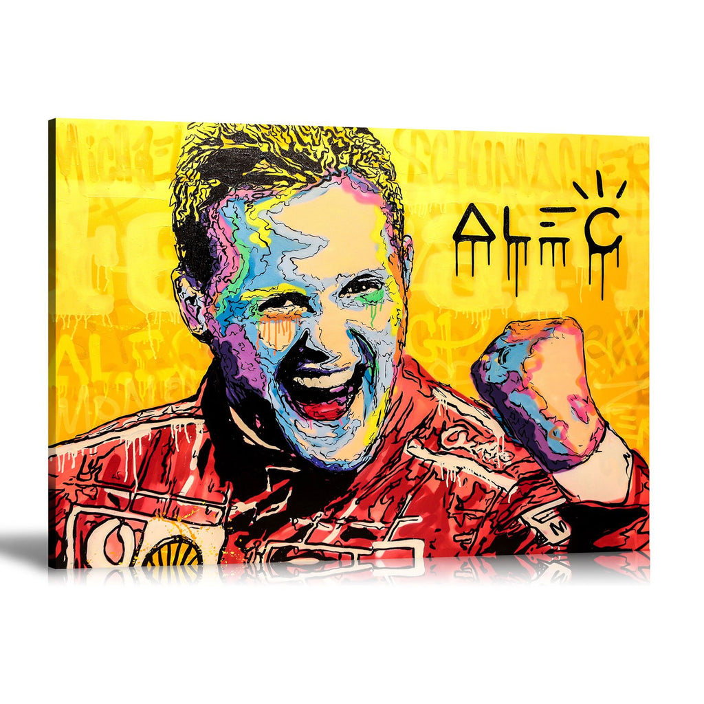 Michael Schumacher, Racing Driver, Formular One, Shell Oil, Vodafone, Graffiti, Spray Paint, Colorful, Street Art, Prints, Pop Art, Paintings, Canvas, Art, Alec Monopoly, Landscape