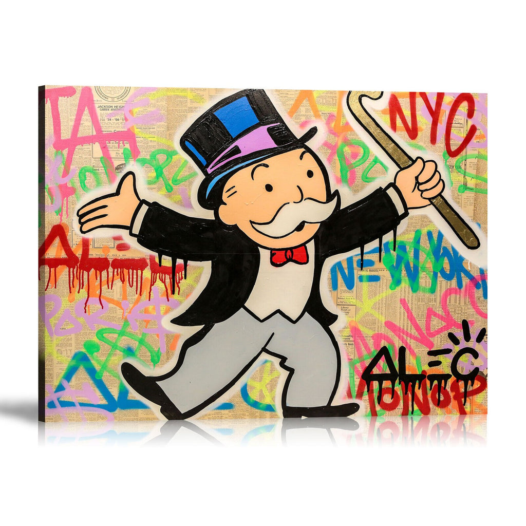 LA, Paris, Monaco, New York, Dollar Sign, Newspaper, Graffiti, Spray Paint, Street Art, Prints, Pop Art, Paintings, Canvas, Art, Alec Monopoly, Landscape