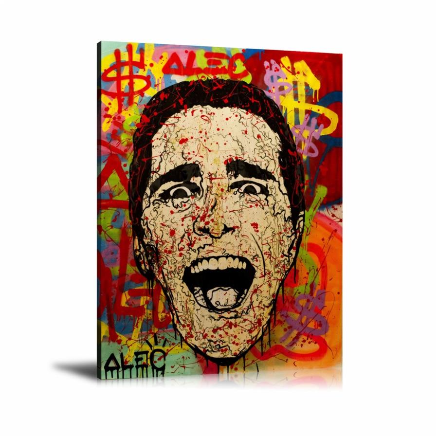  US Dollar,  Patrick Bateman, American Psycho, Laughing, Spray Paint, Graffiti, Colorful, Street Art, Prints, Pop Art, Paintings, Canvas, Art, Alec Monopoly, Vertical