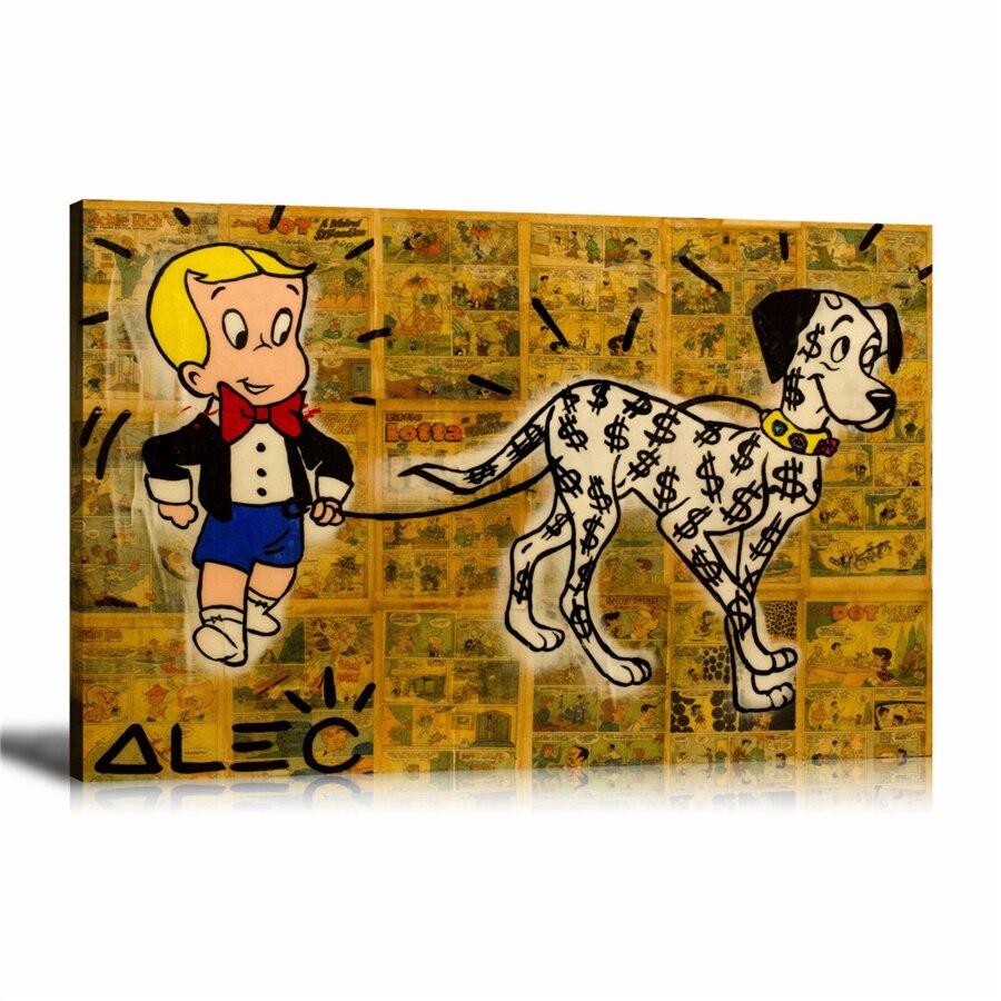 Richie Rich, Dollar Dog, Dollar Sign, Comics, Graffiti, Spray Paint, Graffiti, Street Art, Prints, Pop Art, Paintings, Canvas, Art, Alec Monopoly, One Hundred and One Dalmatians