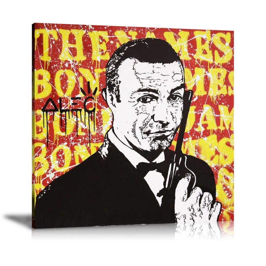  James Bond 007, The Names, Spray Paint, Graffiti, Actor, Street Art, Prints, Pop Art, Paintings, Canvas, Art, Alec Monopoly, Square