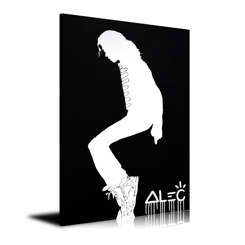 Black & White Mickael Jackson Wall Art: Large Colorful Graffiti Print or Framed Canvas Painting for Modern Living Rooms, Dining Rooms and Bedrooms