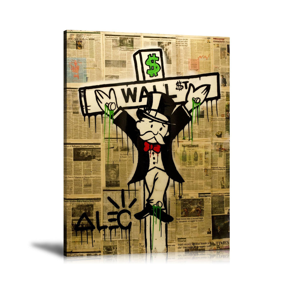 The Cross On Wall Street Wall Art: Large Colorful Graffiti Print or Framed Canvas Painting for Modern Living Rooms, Dining Rooms and Bedrooms