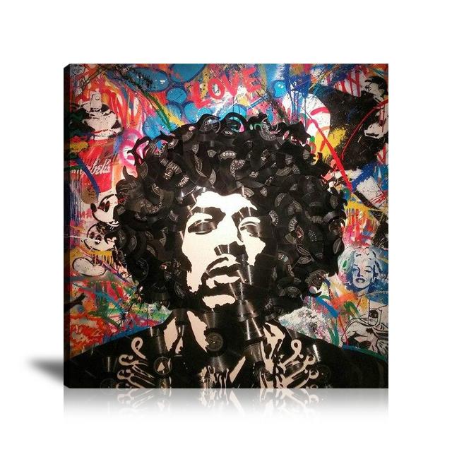 Jimi Hendrix Wall Art: Large Colorful Graffiti Print or Framed Canvas Painting for Modern Living Rooms, Dining Rooms and Bedrooms