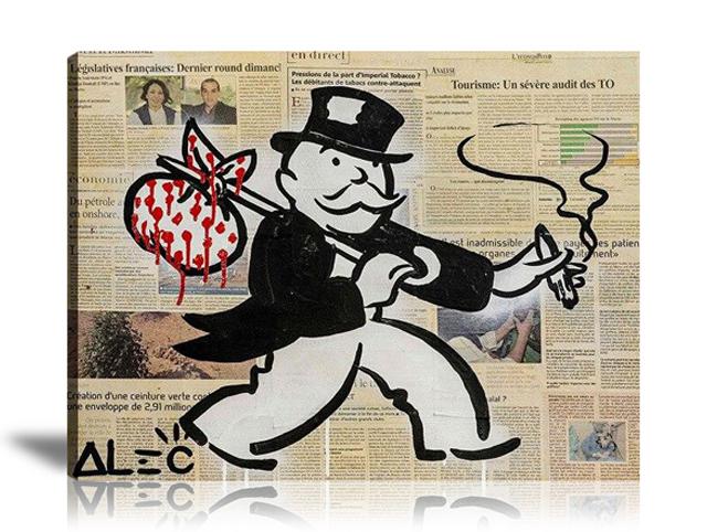 Street Art, Prints, Pop Art, Paintings, Canvas, Art, Alec Monopoly, Monopoly, Bundle, Newspaper, Black and White