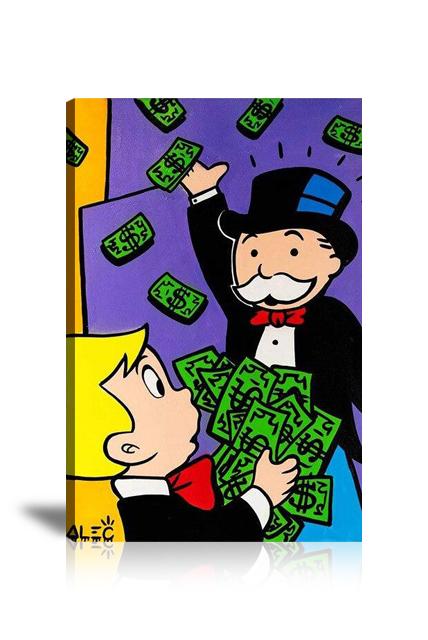 Money Rain, Cash, Money, Richie Rich, Graffiti, Spray Paint, Colorful, MonopolyStreet Art, Prints, Pop Art, Paintings, Canvas, Art, Alec Monopoly, Vertical