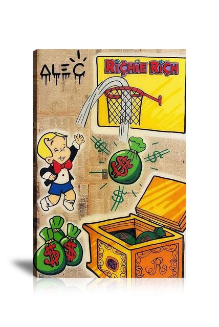 Richie Money Ball Wall Art: Large Colorful Graffiti Print or Framed Canvas Painting for Modern Living Rooms, Dining Rooms and Bedrooms